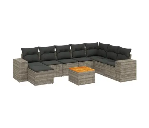 Sofos Komplektas Su Pagalvėlėmis, 9 Dalių, Pilkas, Poliratanas