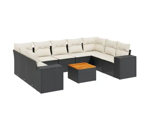 Sodo Komplektas Su Pagalvėlėmis, 10 Dalių, Juodas, Poliratanas