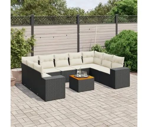 Sodo Komplektas Su Pagalvėlėmis, 10 Dalių, Juodas, Poliratanas