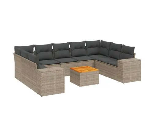 Sodo Komplektas Su Pagalvėlėmis, 10 Dalių, Pilkas, Poliratanas