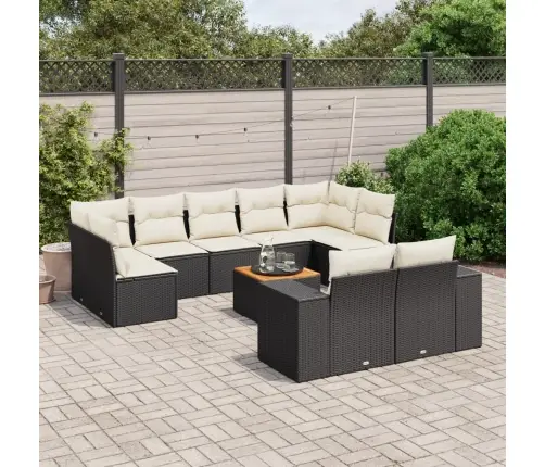 Sodo Komplektas Su Pagalvėlėmis, 10 Dalių, Juodas, Poliratanas