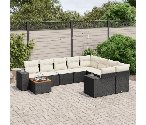 10-Daļīgs Dārza Dīvāna Komplekts, Matrači, Melna Pe Rotangpalma Vidaxl