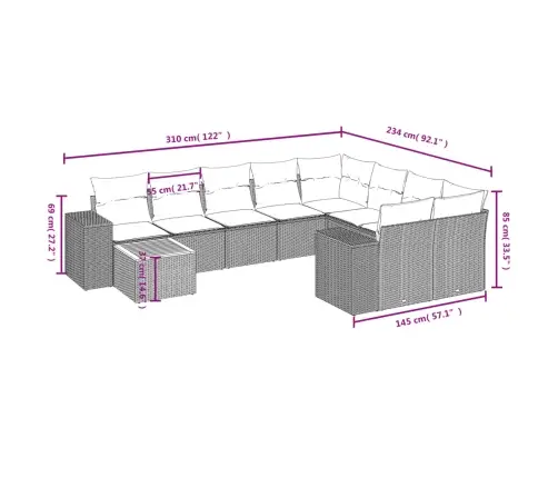10-Osaline Aiadiivani Komplekt Patjadega, Hall, Polürotang