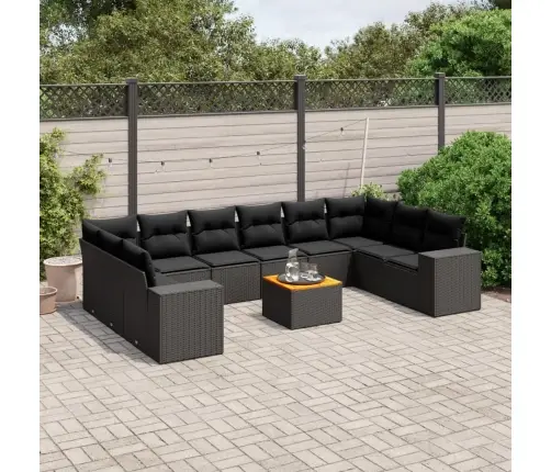 11-Daļīgs Dārza Dīvāna Komplekts, Matrači, Melna Pe Rotangpalma Vidaxl