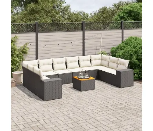 11-Daļīgs Dārza Dīvāna Komplekts, Matrači, Melna Pe Rotangpalma Vidaxl