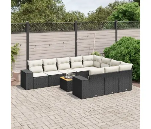 Sodo Komplektas Su Pagalvėlėmis, 11 Dalių, Juodas, Poliratanas