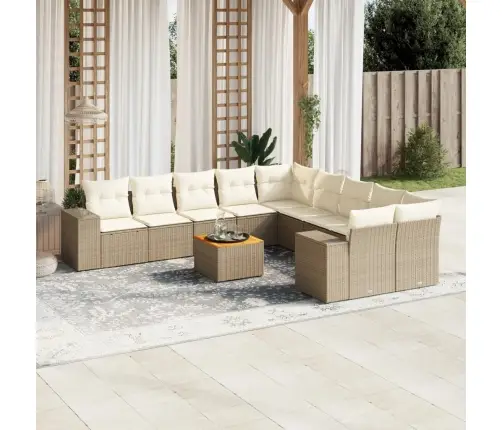 11-Osaline Aiadiivani Komplekt Patjadega, Beež, Polürotang