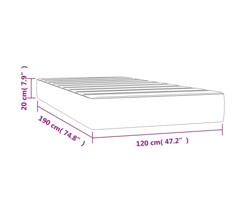 Kabatu Atsperu Matracis, Melns, 120X190X20 Cm, Samts Vidaxl