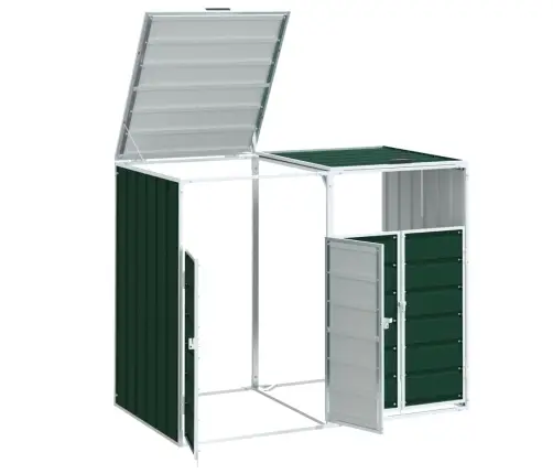 Atkritumu Tvertņu Novietne, Zaļa, 144X81X113 Cm, Tērauds Vidaxl