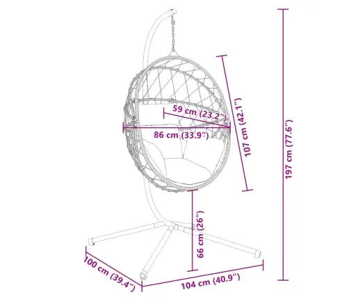 Iekarams Krēsls Ar Statīvu, Pelēkbrūns, Olas Forma, Pe Pinums Vidaxl