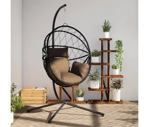 Iekarams Krēsls Ar Statīvu, Pelēkbrūns, Olas Forma, Pe Pinums Vidaxl