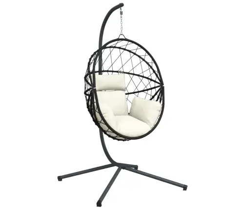 Iekarams Krēsls Ar Statīvu, Bēšs, Olas Forma, Pe Rotangpalma Vidaxl