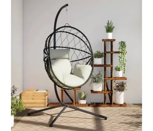 Iekarams Krēsls Ar Statīvu, Bēšs, Olas Forma, Pe Rotangpalma Vidaxl