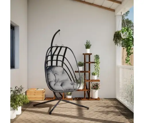 Iekarams Krēsls Ar Statīvu, Pelēks, Olas Forma, Tērauds Vidaxl