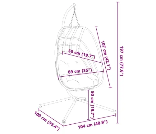 Iekarams Krēsls Ar Statīvu, Pelēks, Olas Forma, Tērauds Vidaxl