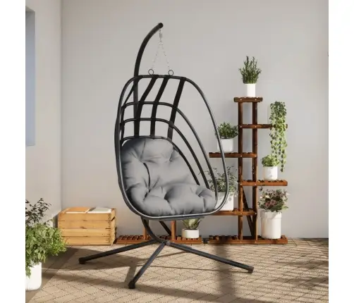 Iekarams Krēsls Ar Statīvu, Pelēks, Olas Forma, Tērauds Vidaxl