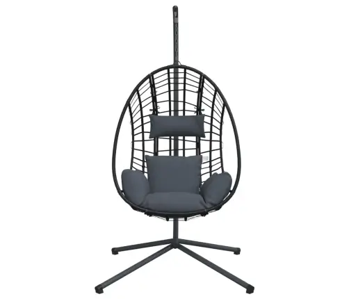 Kabantis Kiaušinio Formos Krėslas, Antracito, Ratanas/Plienas
