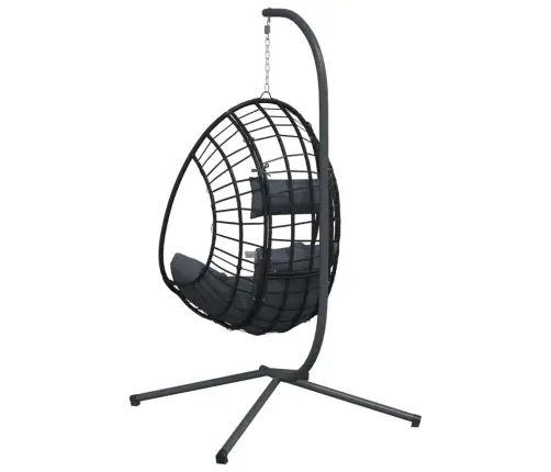 Kabantis Kiaušinio Formos Krėslas, Antracito, Ratanas/Plienas