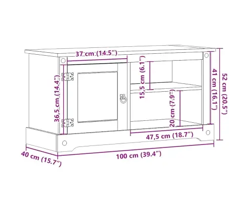 Televizoriaus Spintelė Corona, 100X40X52cm Pušies Masyvas
