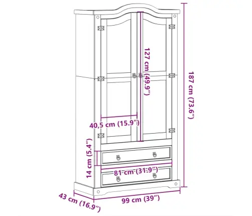 Klaasustega Vitriinkapp "Corona" 99 X 43 X 187 cm Männipuit