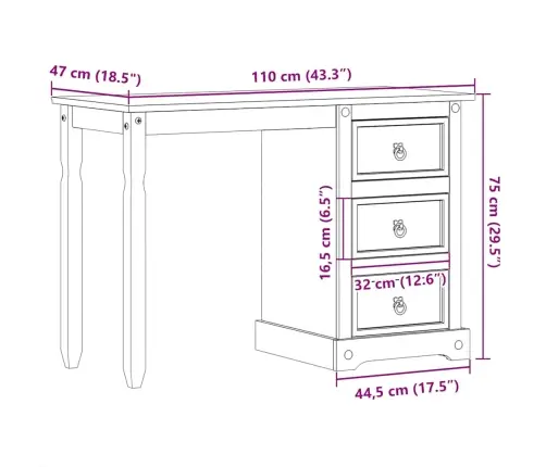 Kosmetinis Staliukas Corona, 110X47X75cm Pušies Masyvas