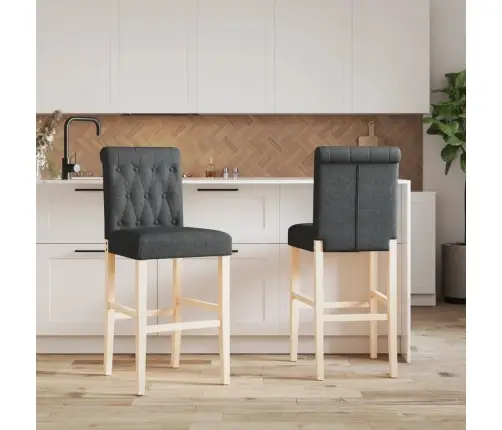Bāra Krēsli, 2 Gab., Masīvs Gumijkoks Un Audums Vidaxl
