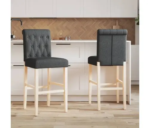 Bāra Krēsli, 2 Gab., Masīvs Gumijkoks Un Audums Vidaxl