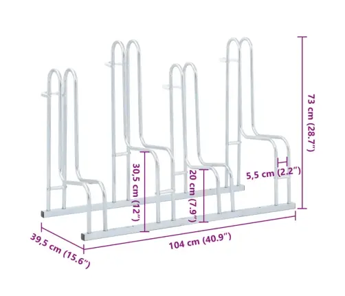 Jalgrattahoidja 4 Jalgrattale, Eraldiseisev, Tsingitud Teras