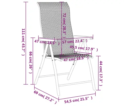 Sulankstomos Sodo Kėdės, 2Vnt., Juodos Kavos, Poliratanas
