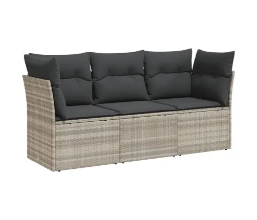 3-Daļīgs Dārza Dīvāna Komplekts Ar Matračiem, Pelēks Pe Pinums Vidaxl