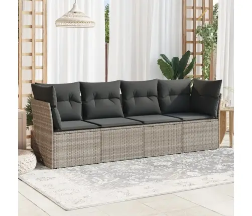 4-Daļīgs Dārza Dīvānu Komplekts,Matrači, Gaiši Pelēka Pe Pinums Vidaxl