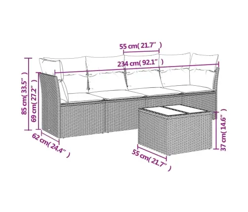 5-Osaline Aiadiivanikomplekt Patjadega, Must, Polürotang