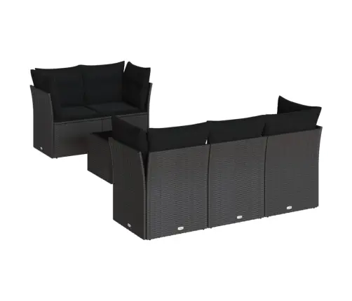 6-Daļīgs Dārza Dīvāna Komplekts, Matrači, Melna Pe Rotanpalma Vidaxl