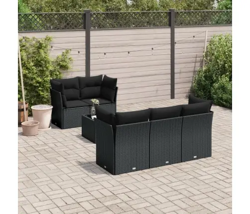 6-Daļīgs Dārza Dīvāna Komplekts, Matrači, Melna Pe Rotanpalma Vidaxl