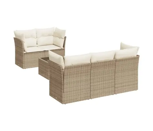 Sofos Komplektas Su Pagalvėlėmis, 6 Dalių, Smėlio, Poliratanas