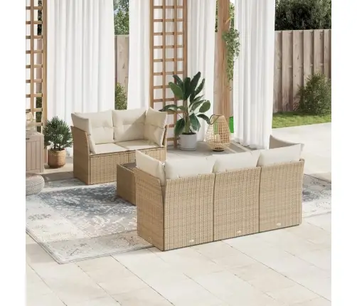 Sofos Komplektas Su Pagalvėlėmis, 6 Dalių, Smėlio, Poliratanas