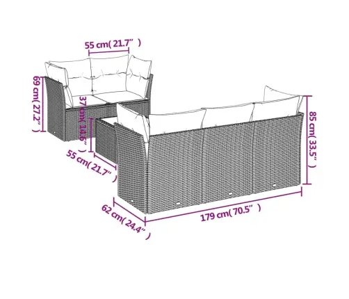 6-Daļīgs Dārza Dīvānu Komplekts,Matrači, Gaiši Pelēka Pe Pinums Vidaxl