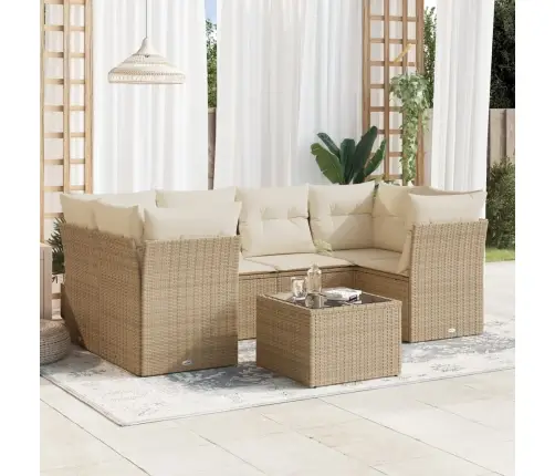 7-Daļīgs Dārza Dīvāna Komplekts, Matrači, Bēša Pe Rotangpalma Vidaxl