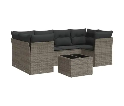 7-Daļīgs Dārza Dīvāna Komplekts, Matrači, Pelēka Pe Rotangpalma Vidaxl