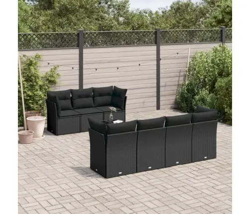 8-Daļīgs Dārza Dīvāna Komplekts, Matrači, Melna Pe Rotangpalma Vidaxl