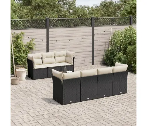 8-Daļīgs Dārza Dīvāna Komplekts, Matrači, Melna Pe Rotangpalma Vidaxl