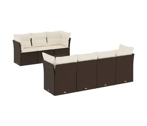 8-Daļīgs Dārza Dīvānu Komplekts, Matrači, Brūna Pe Rotangpalma Vidaxl