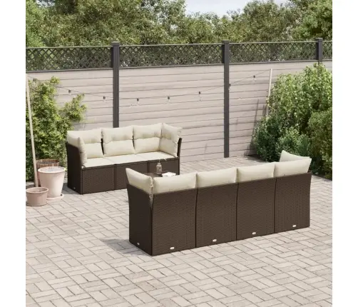 8-Daļīgs Dārza Dīvānu Komplekts, Matrači, Brūna Pe Rotangpalma Vidaxl