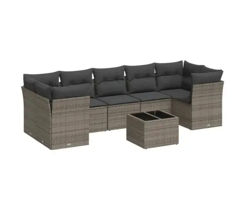 8-Daļīgs Dārza Dīvāna Komplekts Ar Matračiem, Pelēks Pe Pinums Vidaxl