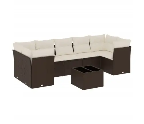 8-Daļīgs Dārza Dīvānu Komplekts, Matrači, Brūna Pe Rotangpalma Vidaxl