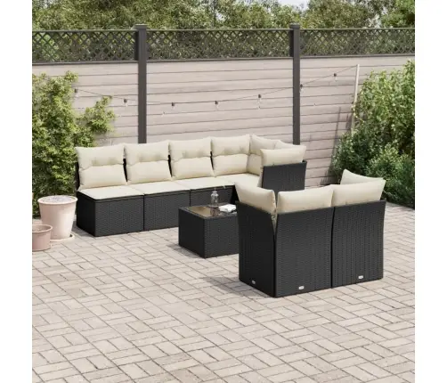 8-Daļīgs Dārza Dīvāna Komplekts, Matrači, Melna Pe Rotangpalma Vidaxl