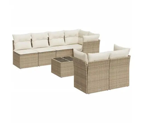 8-Daļīgs Dārza Dīvāna Komplekts, Matrači, Bēša Pe Rotangpalma Vidaxl