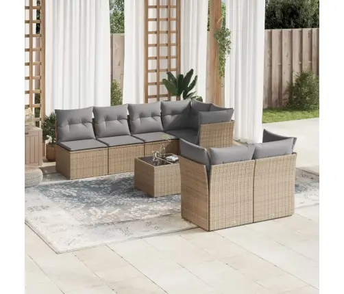 8-Osaline Aiadiivani Komplekt Patjadega, Beež, Polürotang