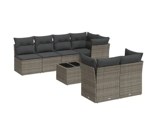 8-Daļīgs Dārza Dīvāna Komplekts Ar Matračiem, Pelēks Pe Pinums Vidaxl