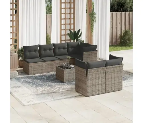 8-Daļīgs Dārza Dīvāna Komplekts Ar Matračiem, Pelēks Pe Pinums Vidaxl